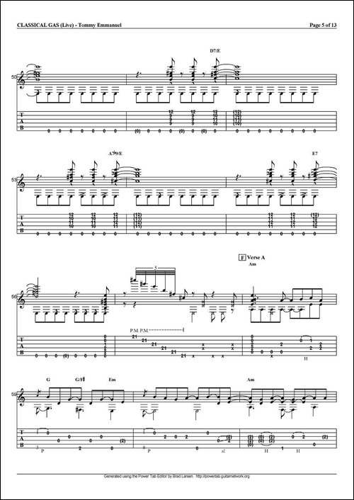 tommy-emmanuel：classical-gas-指弹吉他-吉他谱