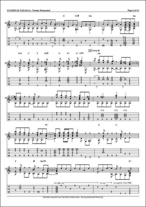 tommy-emmanuel：classical-gas-指弹吉他-吉他谱