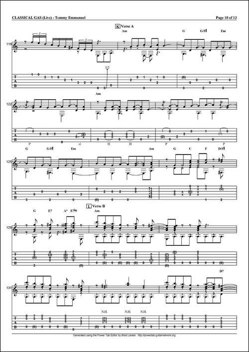 tommy-emmanuel：classical-gas-指弹吉他-吉他谱