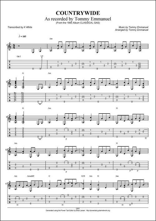 tommy-emmanuel：countrywide-指弹吉他-吉他谱