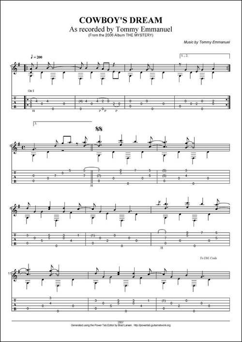 tommy-emmanuel：cowboys-dream-吉他谱