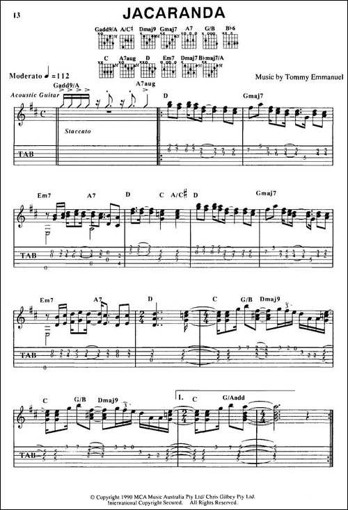 tommy-emmanuel：JACARANDA-指弹吉他-吉他谱