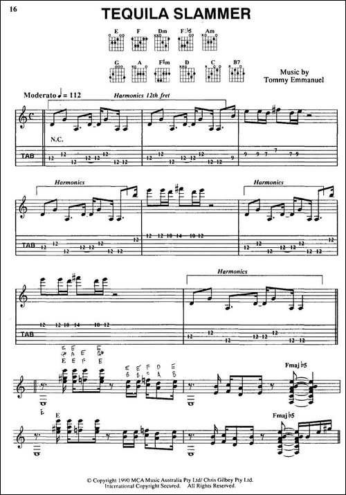 tommy-emmanuel：TEQUILA-SLAMMER-指弹吉他-吉他谱