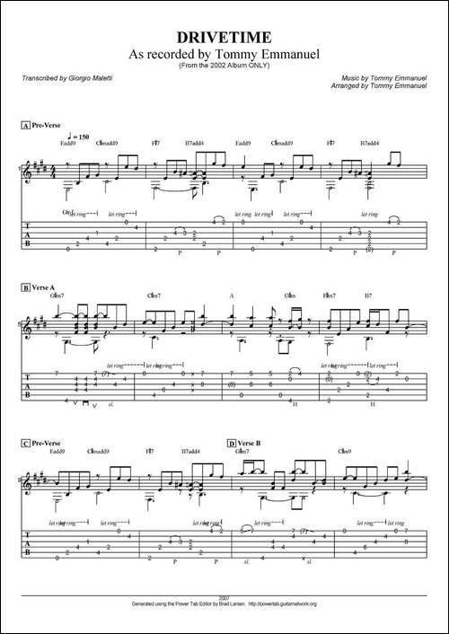 tommy-emmanuel：drivetime-指弹吉他-吉他谱