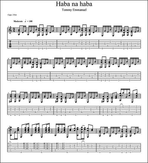 tommy-emmanuel：haba-na-haba-指弹吉他-吉他谱