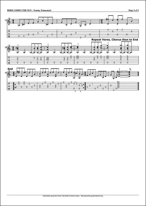 tommy-emmanuel：here-comes-the-sun-指弹吉他-吉他谱