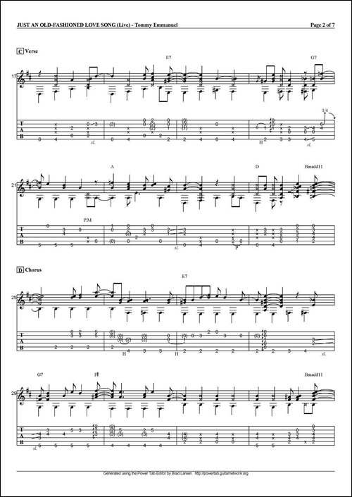 tommy-emmanuel：just-an-old-fashioned-love-song-指弹吉他-吉他谱