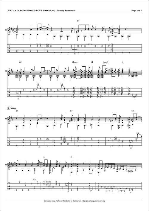 tommy-emmanuel：just-an-old-fashioned-love-song-指弹吉他-吉他谱