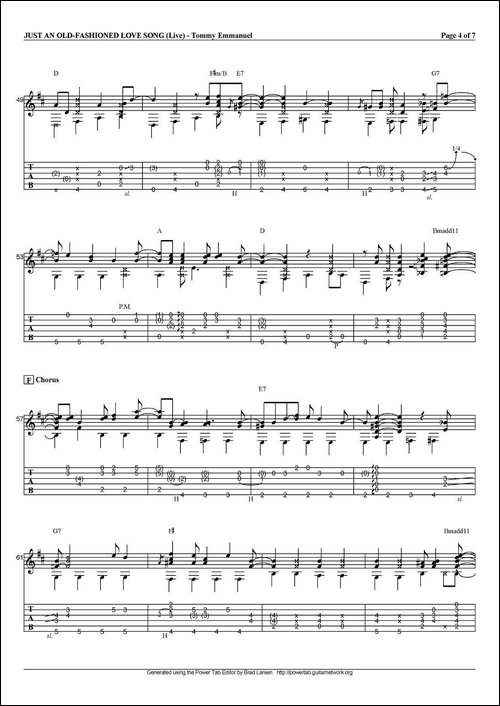 tommy-emmanuel：just-an-old-fashioned-love-song-指弹吉他-吉他谱