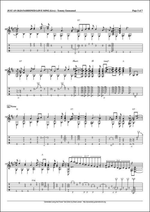tommy-emmanuel：just-an-old-fashioned-love-song-指弹吉他-吉他谱
