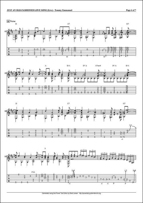 tommy-emmanuel：just-an-old-fashioned-love-song-指弹吉他-吉他谱