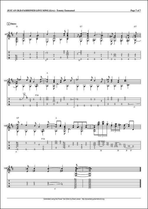 tommy-emmanuel：just-an-old-fashioned-love-song-指弹吉他-吉他谱