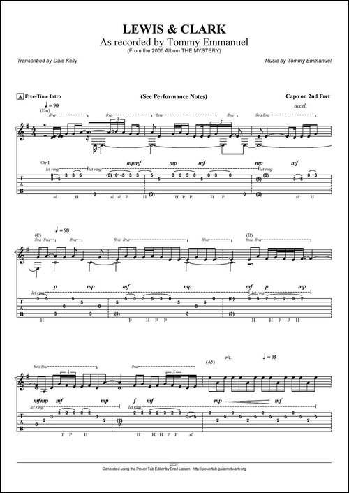 tommy-emmanuel：lewis-and-clark-指弹吉他-吉他谱