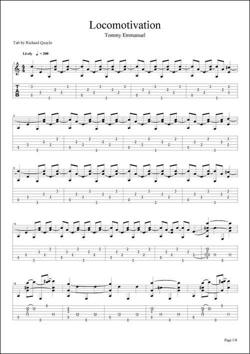 tommy-emmanuel：locomotivation-指弹吉他-吉他谱