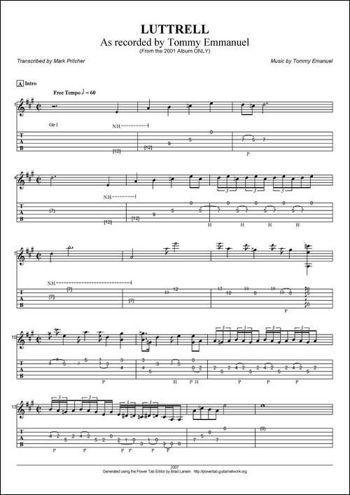 tommy-emmanuel：luttrell-指弹吉他-吉他谱