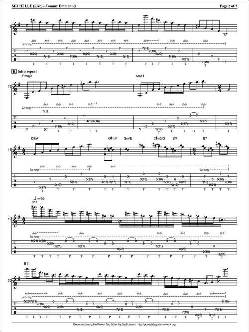 tommy-emmanuel：michelle--live-指弹吉他-吉他谱