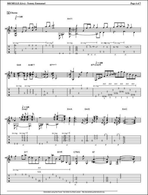 tommy-emmanuel：michelle--live-指弹吉他-吉他谱