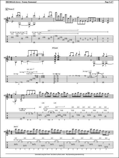 tommy-emmanuel：michelle--live-指弹吉他-吉他谱