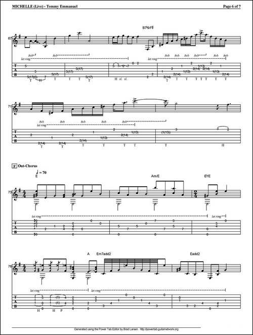 tommy-emmanuel：michelle--live-指弹吉他-吉他谱