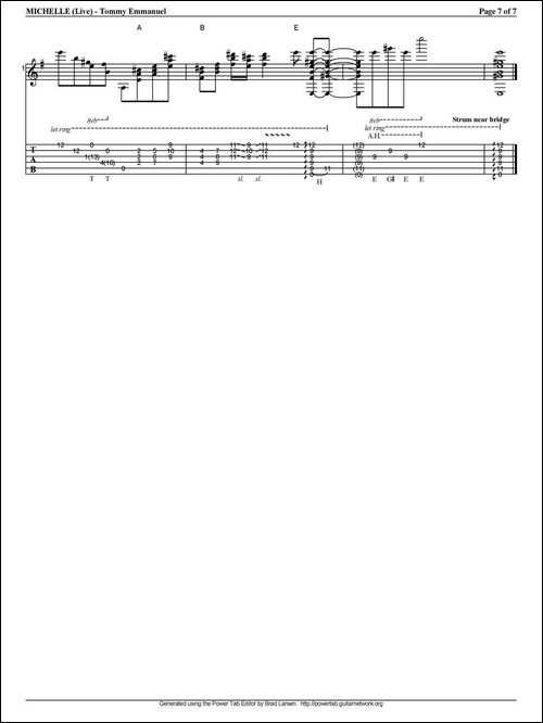 tommy-emmanuel：michelle--live-指弹吉他-吉他谱
