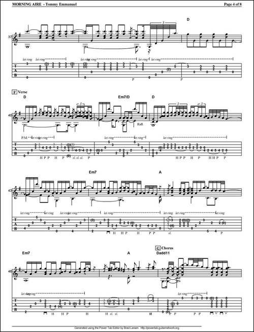 tommy-emmanuel：morning-aire-指弹吉他-吉他谱