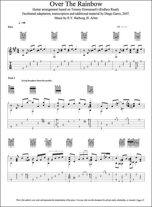 tommy-emmanuel：over-the-rainbow-1-指弹吉他-吉他谱