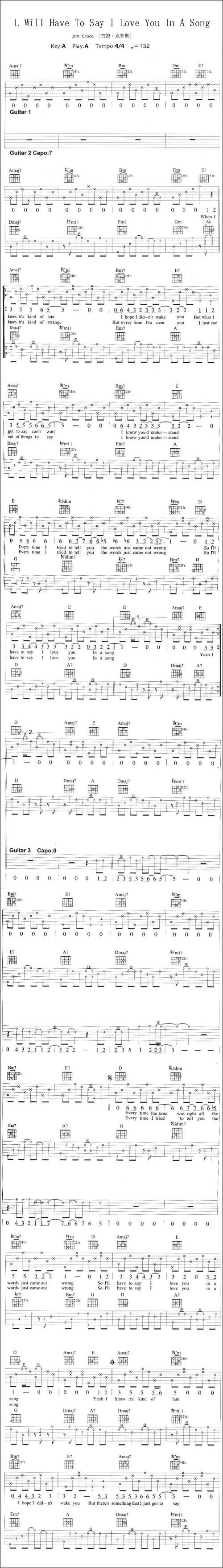 L-Will-Have-To-Say-I-Love-You-In-A-Song-吉他谱