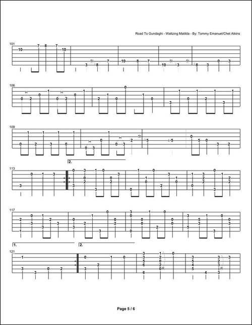 tommy-emmanuel：-road-to-gundaghi-waltzing-matilda-指弹吉它-吉他谱
