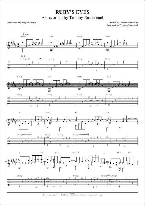 tommy-emmanuel：-rubys-eyes-指弹吉它-吉他谱