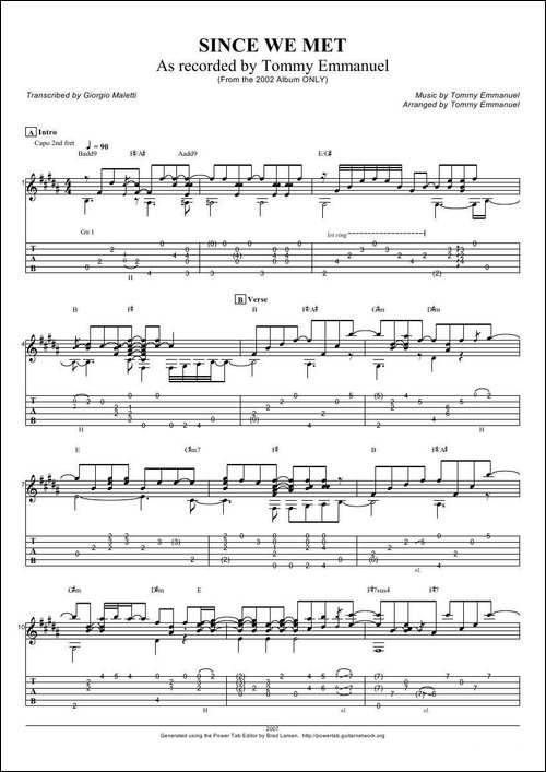 tommy-emmanuel：since-we-met-指弹吉它-吉他谱