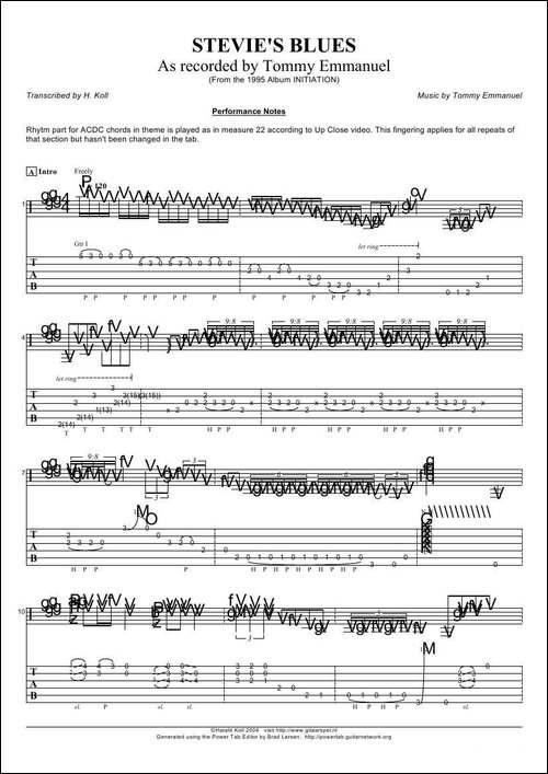 tommy-emmanuel：stevies-blues-指弹吉它-吉他谱