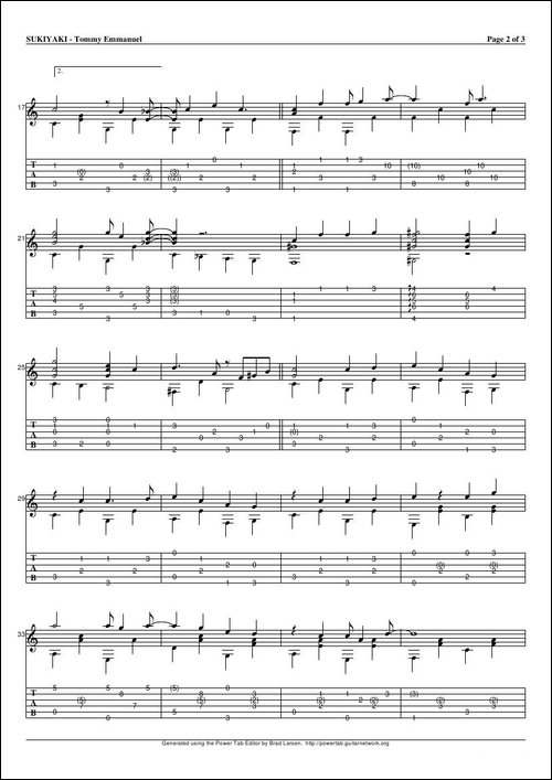 tommy-emmanuel：sukiyaki-2-指弹吉它-吉他谱