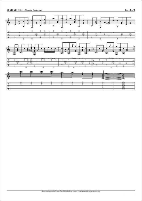 tommy-emmanuel：sukiyaki-指弹吉它-吉他谱