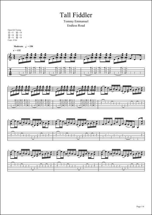 tommy-emmanuel：tall-fiddler-指弹吉它-吉他谱