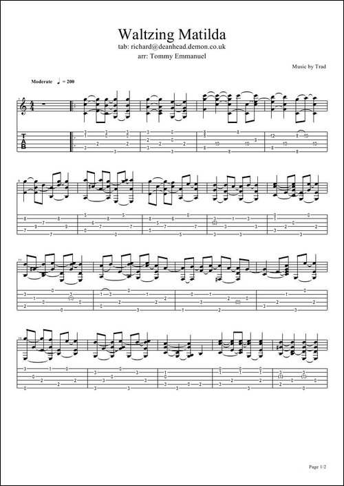 tommy-emmanuel:waltzing-matilda-指弹吉它-吉他谱