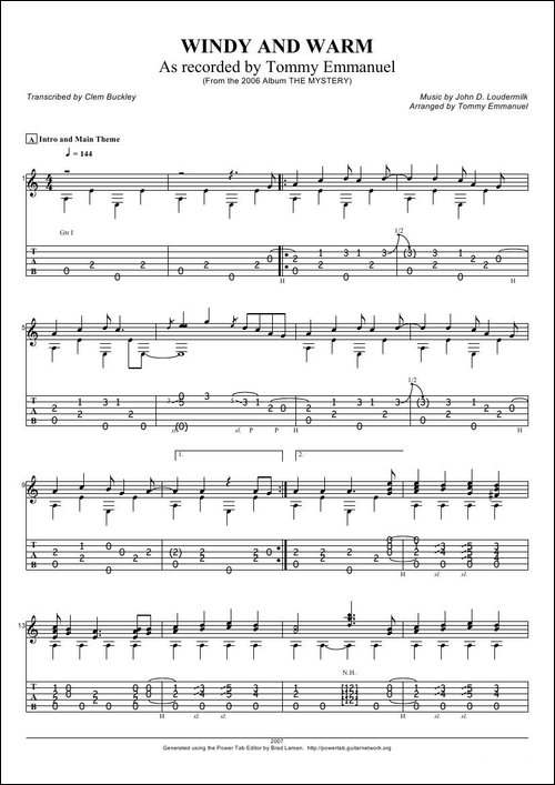 tommy-emmanuel：windy-and-warm-指弹吉它-吉他谱