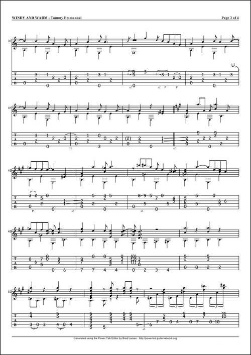 tommy-emmanuel：windy-and-warm-指弹吉它-吉他谱