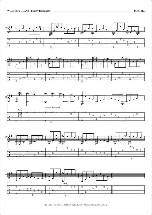 tommy-emmanuel：wonderful-land-live-指弹吉它-吉他谱
