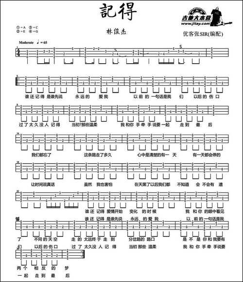 记得-尤克里里弹唱谱-吉他谱