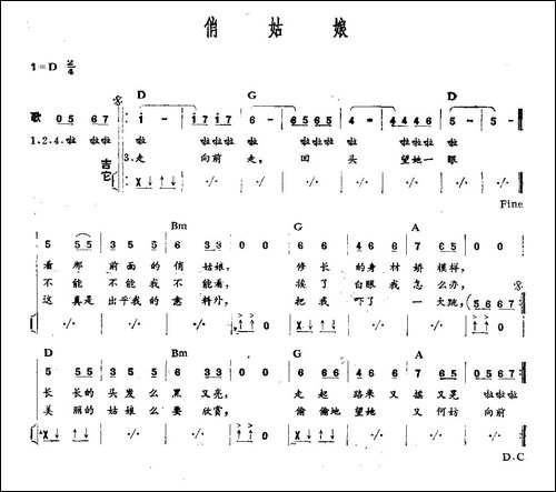 俏姑娘-吉他谱