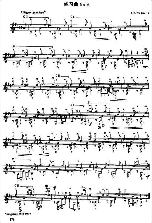 费尔南多·索尔-古典吉他练习曲-No.6-Op.35-No.17-吉他谱
