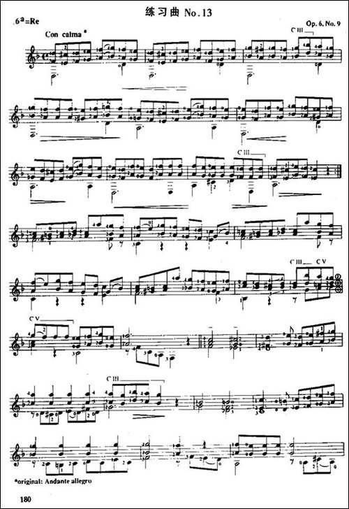 费尔南多·索尔-古典吉他练习曲-No.13-Op.6--No.9-吉他谱