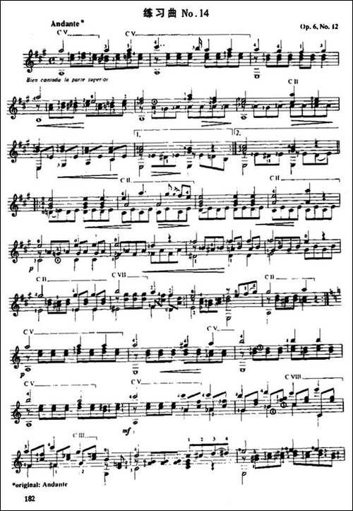 费尔南多·索尔-古典吉他练习曲-No.14-Op.6--No.12-吉他谱