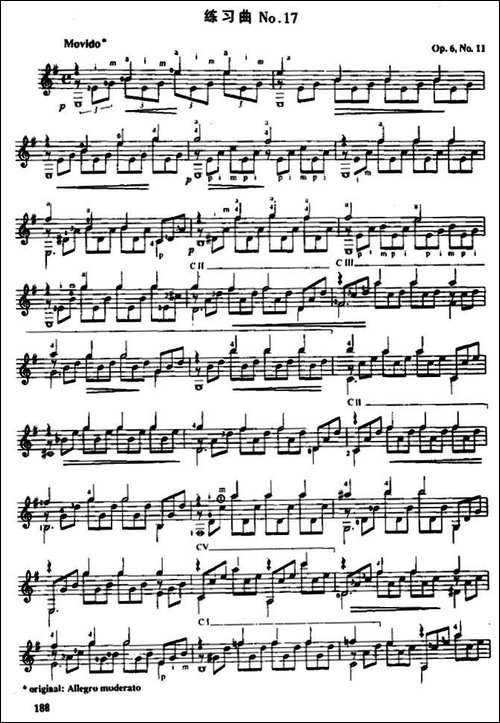 费尔南多·索尔-古典吉他练习曲-No.17-Op.6--No.11-吉他谱