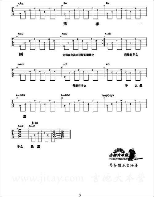 傻瓜-马条-词曲-吉他谱