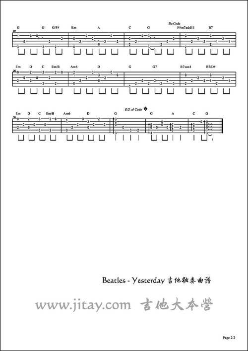 yesterday-指弹谱-吉他谱