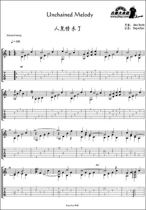 Unchained-Melody-电影《人鬼情未了》主题曲-指弹谱-吉他谱
