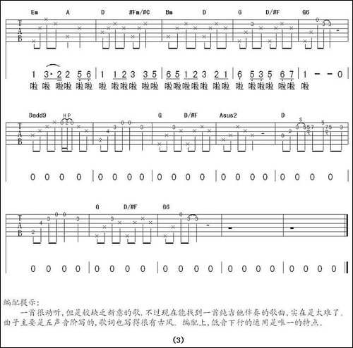摇篮曲-毛慧词曲-吉他谱