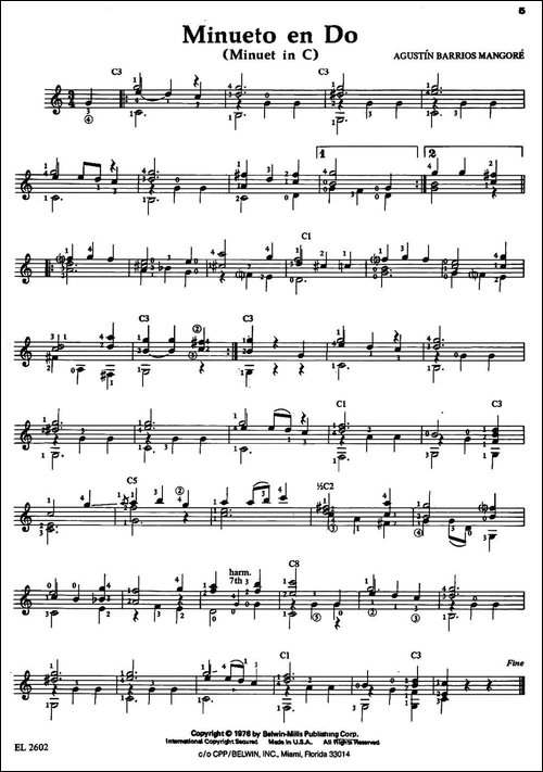 Minueto-en-Do-古典吉他-吉他谱