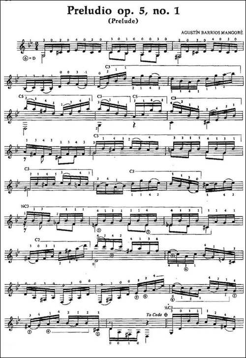 Preludio-op.5no.1-古典吉他-吉他谱